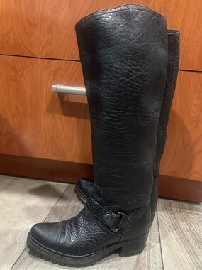 Miu Miu Black Women's Mid-Calf Biker Leather Boots